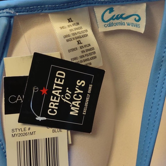 California Waves Twist Front Push Up Bikini Swim Top XL Blue - Picture 10 of 10